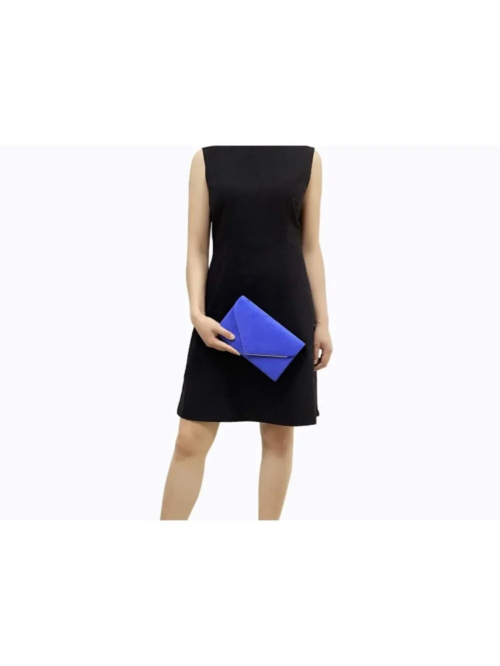 👜 Women's Royal Blue Faux Suede Clutch Bag Elegant Metal Binding Evening Purse